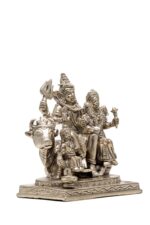 Brass Silver-Coated Superfine Shiv Parivar Idol – With Ganesh & Kartikeya On Nandi – 6.30 Inches - Image 6