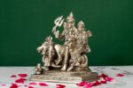 Brass Silver-Coated Superfine Shiv Parivar Idol – With Ganesh & Kartikeya On Nandi – 6.30 Inches - Image 2