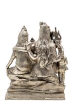 Brass Silver-Coated Superfine Shiv Parivar Idol – With Ganesh & Kartikeya On Nandi – 7.90 Inches - Image 5