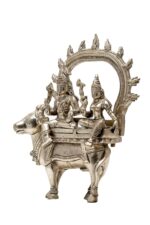 Brass Silver-Coated Superfine Shiv Parvati Idol – On Nandi – 7.90 Inches - Image 7