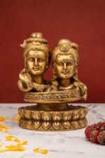 Brass Superfine Shivling – Shiv and Parvati Face – 6.5 Inch
