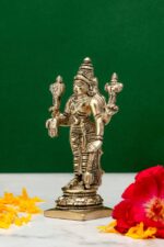 Brass Silver-Coated Superfine Standing Lord Vishnu Idol- 4.35 Inches - Image 2