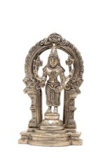 Brass Silver-Coated Superfine Standing Lord Vishnu Idol – With Frame – 6.70 Inches - Image 8
