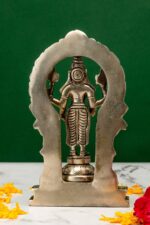 Brass Silver-Coated Superfine Standing Lord Vishnu Idol – With Frame – 6.70 Inches - Image 3