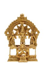 Brass Superfine Vishnu Idol with Sri Devi and Bhu Devi on Garuda – With Frame – 7.25 Inch - Image 8