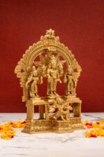 Brass Superfine Vishnu Idol with Sri Devi and Bhu Devi on Garuda – With Frame – 7.25 Inch - Image 4