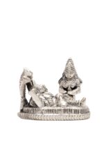 Brass Silver-Coated Superfine Vishnu Laxmi Idol on Sheshnag – Miniature – 2 Inches - Image 6