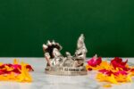 Brass Silver-Coated Superfine Vishnu Laxmi Idol on Sheshnag – Miniature – 2 Inches - Image 2