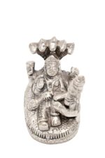 Brass Silver-Coated Superfine Vishnu Laxmi Idol on Sheshnag – Miniature – 2 Inches - Image 7
