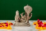 Brass Silver-Coated Superfine Vishnu Laxmi Idol on Sheshnag – 3.15 Inches - Image 3