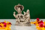 Brass Silver-Coated Superfine Vishnu Laxmi Idol on Sheshnag – 3.15 Inches - Image 2