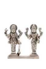 Brass Silver-Coated Superfine Standing Vishnu Laxmi Idol – 3.75 Inches - Image 7