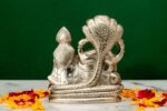 Brass Silver-Coated Superfine Vishnu Laxmi Idol on Sheshnag – 4.75 Inches - Image 3