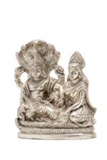 Brass Silver-Coated Superfine Vishnu Laxmi Idol on Sheshnag – 4.75 Inches - Image 7