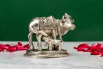 Brass Superfine Holy Cow with Calf Idol – Ganesh Laxmi Carved – 5.5 Inch - Image 4
