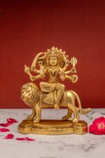 Superfine Brass Maa Durga Idol on Lion – Ashtabhuja – 7.5 Inch