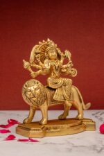 Superfine Brass Maa Durga Idol on Lion – Ashtabhuja – 7.5 Inch - Image 8