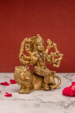 Superfine Brass Maa Durga Idol on Lion – Ashtabhuja – 4.75 Inch - Image 9