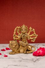 Superfine Brass Maa Durga Idol on Lion – Ashtabhuja – 4.75 Inch