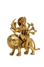 Superfine Goddess Brass Maa Durga Idol on Lion – Ashtabhuja – 7.5 Inch - Image 5