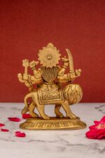 Superfine Brass Maa Durga Idol on Lion – Ashtabhuja – 5 Inch - Image 8