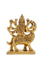 Goddess Brass Durga Idol on Lion – Miniature – 3.5 Inch - Image 2