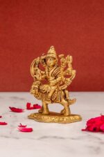 Goddess Brass Durga Idol on Lion – Miniature – 3.5 Inch - Image 8