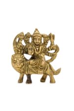 Brass Goddess Durga Idol on Lion Miniature – Ashtabhuja – 2’2″ Inch - Image 6
