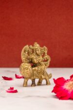 Brass Goddess Durga Idol on Lion Miniature – Ashtabhuja – 2’2″ Inch - Image 8