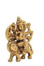 Brass Goddess Durga Idol on Lion Miniature – Ashtabhuja – 3 Inch - Image 5
