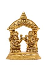 Brass Superfine Ganesh Laxmi Idol – With Frame – 4.25 Inch - Image 6
