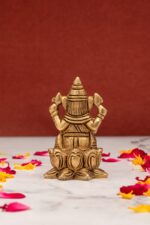Brass Ganesh Idol seated on Lotus Flower – Vighnaharta – 2’10” Inch - Image 6