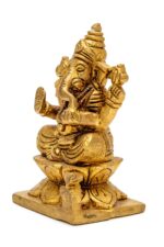 Lord Brass Ganesha Idol seated on Lotus Flower – 3’10” Inch - Image 4