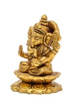 Brass Superfine Ganapati Bappa Idol seated on Lotus Flower – 3.5 Inch - Image 8