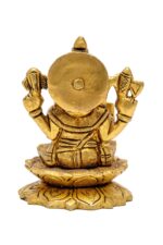 Brass Superfine Ganapati Bappa Idol seated on Lotus Flower – 3.5 Inch - Image 7