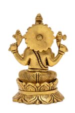 Superfine Brass Ganesh Idol seated on Lotus Flower – Vighnaharta – 5 Inch - Image 3