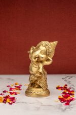Lord Brass Ganesh Idol in Divine Dance – 5 Inch - Image 2