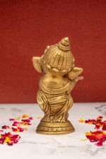 Bal Brass Ganesh Playing the Flute – 5 Inch - Image 6