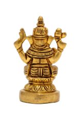 Brass Lord Ganesh Idol seated on Lotus Flower – Vighnaharta – 3.5 Inch - Image 3