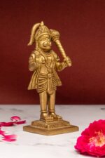 Standing Brass Hanuman Idol – Aashirwad Mudra – 6 Inch - Image 2