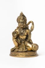 Brass Hanuman Idol – Kneeling with Aashirwaad Mudra – 4.35 Inch - Image 5