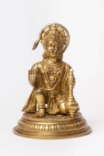 Superfine Brass Hanuman Idol – Ashirwad Mudra – Kneeling – 7 Inch - Image 7