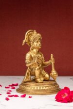 Superfine Brass Hanuman Idol – Ashirwad Mudra – Kneeling – 7 Inch - Image 9