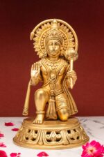 Superfine Brass Hanuman Idol – Ashirwad Mudra & Holding Gada – 11 Inch