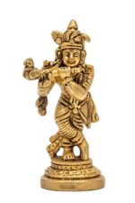 Lord Brass Krishna Idol Playing Flute – 4.5 Inch - Image 3