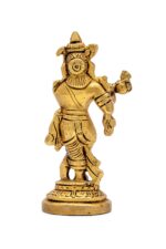 Lord Brass Krishna Idol Playing Flute – 4.5 Inch - Image 2