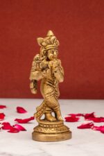 Lord Brass Krishna Idol Playing Flute – 4.5 Inch - Image 5