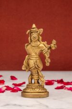 Lord Brass Krishna Idol Playing Flute – 4.5 Inch - Image 4