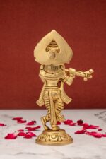 Superfine Brass Krishna Idol Playing Flute – Detailed Carving – 6 Inch - Image 4