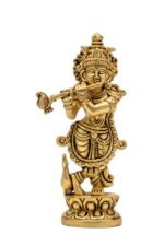 Superfine Brass Krishna Idol Playing Flute – Detailed Carving – 7 Inch - Image 4